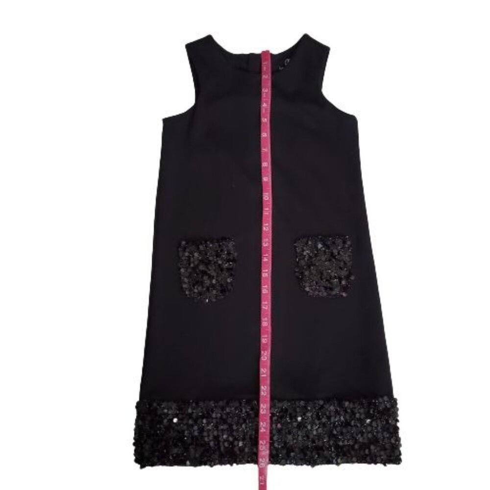 Land's End Kids Girls Black Sleeveless Sequin T-Shirt Jumper Dress Size 6X-7 - Picture 11 of 13